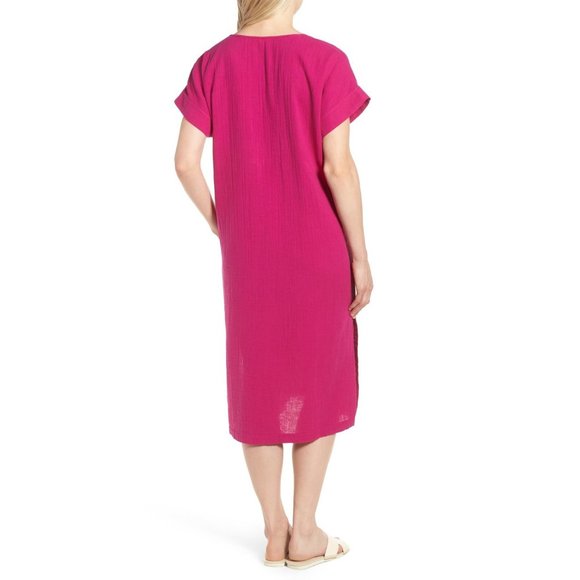 NWT Eileen Fisher V-Neck Cotton Midi Dress Cerse S - Picture 3 of 8